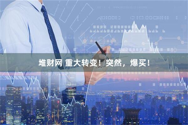 堆财网 重大转变！突然，爆买！