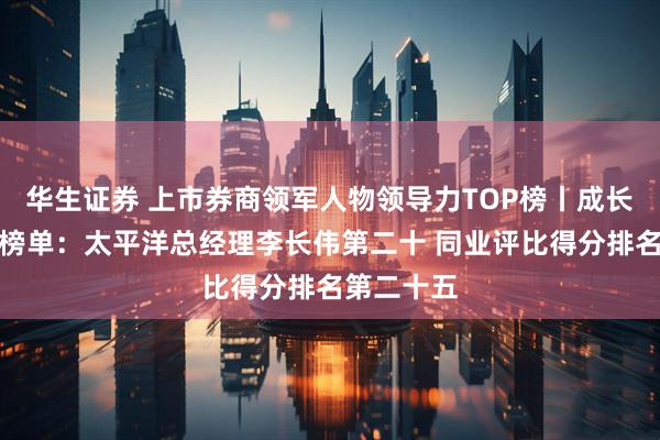 华生证券 上市券商领军人物领导力TOP榜丨成长发展券商榜单：太平洋总经理李长伟第二十 同业评比得分排名第二十五
