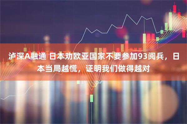 泸深A融通 日本劝欧亚国家不要参加93阅兵，日本当局越慌，证明我们做得越对
