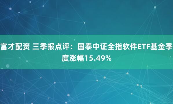 富才配资 三季报点评:国泰中证全指软件ETF基金季度涨幅15.49%