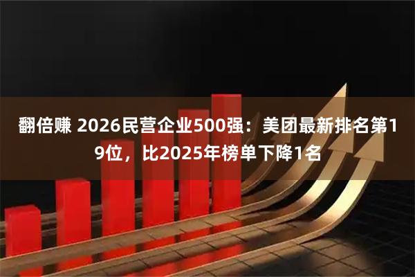 翻倍赚 2026民营企业500强：美团最新排名第19位，比2025年榜单下降1名